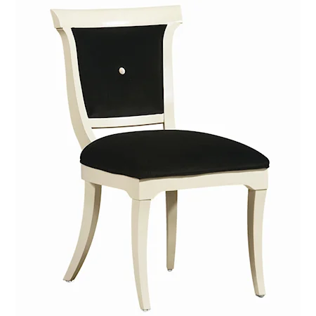 "The Party Chair" Upholstered Dining Side Chair with Flared Leg and Button Accented Backrest